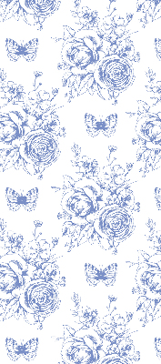 Store enrouleur Fleurs bleues et papillons