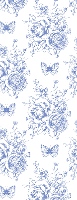 Store enrouleur Fleurs bleues et papillons