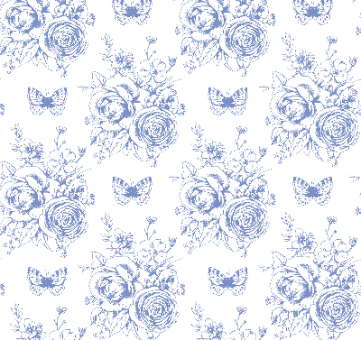 Store enrouleur Fleurs bleues et papillons