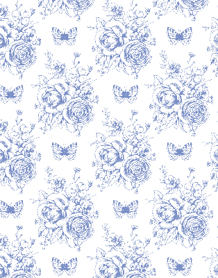 Store enrouleur Fleurs bleues et papillons