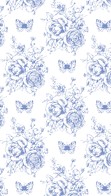 Store enrouleur Fleurs bleues et papillons