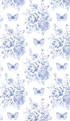 Store enrouleur Fleurs bleues et papillons