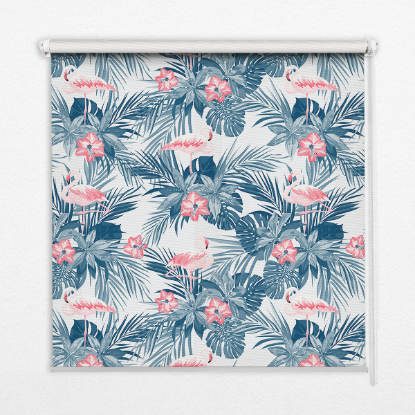 Store enrouleur Plantes tropicales et flamants roses