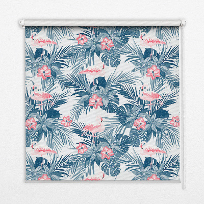 Store enrouleur Plantes tropicales et flamants roses