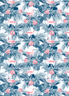 Store enrouleur Plantes tropicales et flamants roses