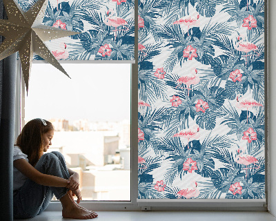 Store enrouleur Plantes tropicales et flamants roses