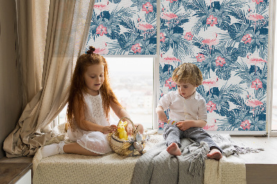 Store enrouleur Plantes tropicales et flamants roses