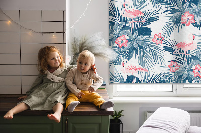 Store enrouleur Plantes tropicales et flamants roses