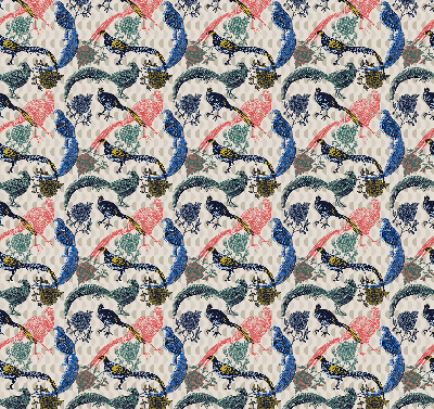 Store intérieur Paons colorés