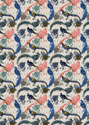 Store intérieur Paons colorés