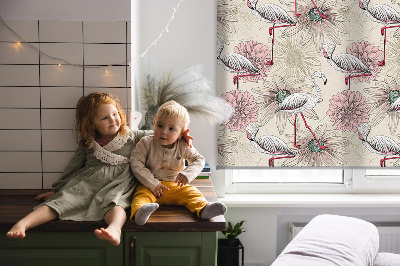 Store enrouleur Flamants blancs