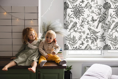 Store intérieur Oiseaux et plantes dessinés