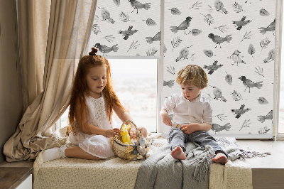 Store intérieur Oiseaux et feuilles dessinés