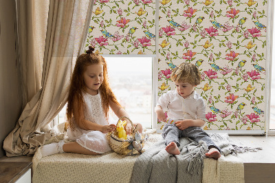 Store enrouleur Oiseaux sur les fleurs