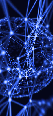 Store enrouleur Points bleus reliés par des lignes