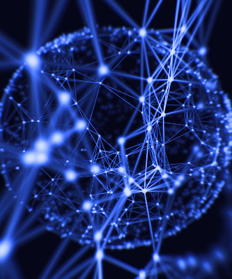 Store enrouleur Points bleus reliés par des lignes