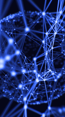 Store enrouleur Points bleus reliés par des lignes