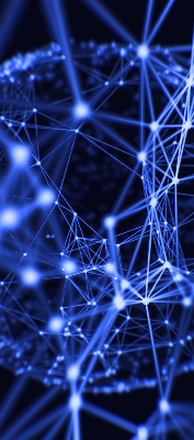 Store enrouleur Points bleus reliés par des lignes