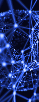 Store enrouleur Points bleus reliés par des lignes