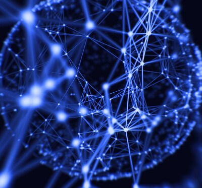 Store enrouleur Points bleus reliés par des lignes