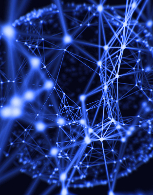 Store enrouleur Points bleus reliés par des lignes