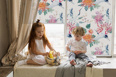 Store enrouleur Héron et fleur