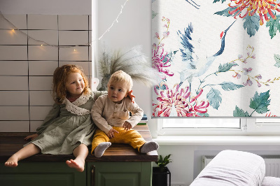 Store enrouleur Héron et fleur