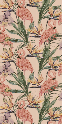 Store enrouleur Flamants roses et fleurs