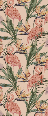 Store enrouleur Flamants roses et fleurs