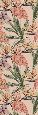 Store enrouleur Flamants roses et fleurs