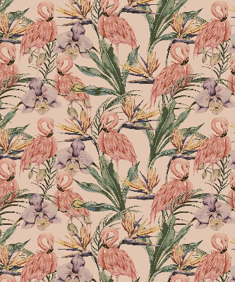 Store enrouleur Flamants roses et fleurs