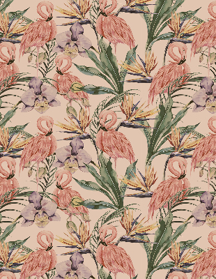 Store enrouleur Flamants roses et fleurs