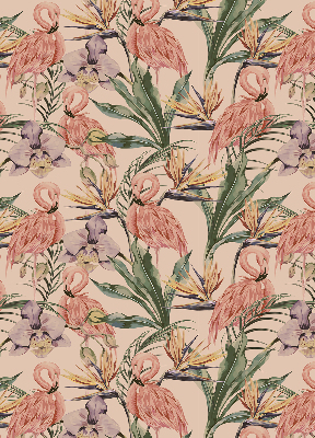 Store enrouleur Flamants roses et fleurs