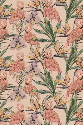 Store enrouleur Flamants roses et fleurs
