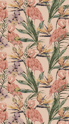 Store enrouleur Flamants roses et fleurs