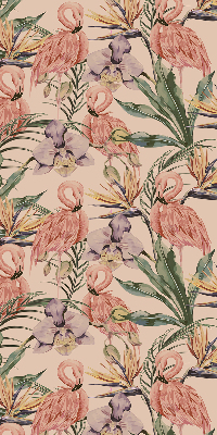 Store enrouleur Flamants roses et fleurs