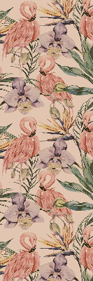 Store enrouleur Flamants roses et fleurs