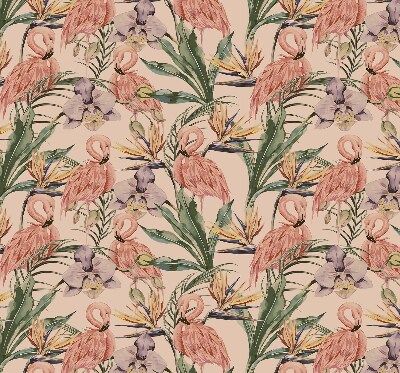 Store enrouleur Flamants roses et fleurs