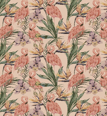 Store enrouleur Flamants roses et fleurs