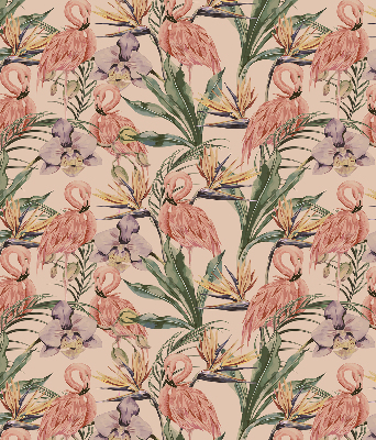 Store enrouleur Flamants roses et fleurs