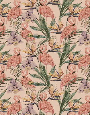 Store enrouleur Flamants roses et fleurs