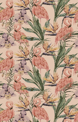 Store enrouleur Flamants roses et fleurs
