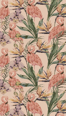 Store enrouleur Flamants roses et fleurs