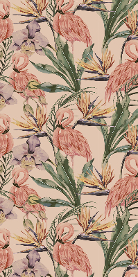 Store enrouleur Flamants roses et fleurs