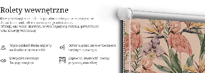 Store enrouleur Flamants roses et fleurs