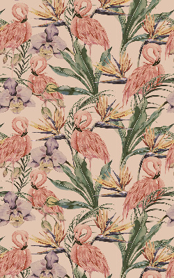 Store enrouleur Flamants roses et fleurs