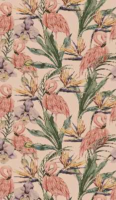 Store enrouleur Flamants roses et fleurs