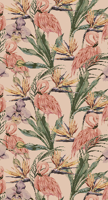 Store enrouleur Flamants roses et fleurs