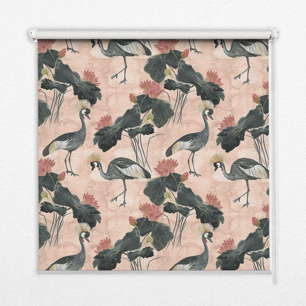 Store enrouleur Héron sur fond rose