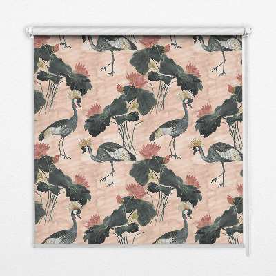 Store enrouleur Héron sur fond rose